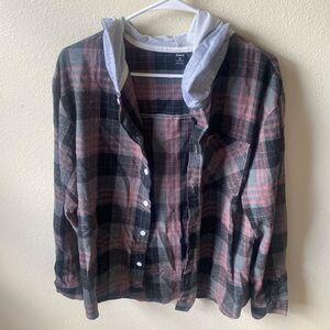 Men's Plaid Hooded Shirt